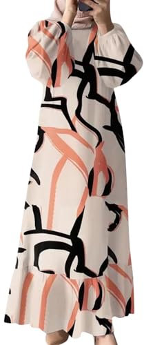 LKRSEEF Gebetskleidung für Frauen, Muslimische Kleider Abaya Damen 01 Beige 4XL namaz elbisesi Kadin ferace Kaftan niqab gebetskleid Burka ganzkörper Hijab Kleid khimar امازون arabische Damen lang