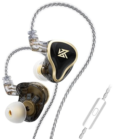KZA COUSTICS KZ ZAS In Ear Monitor,1DD +7BA Hybrid-Treiber IEM Kopfhörer, HiFi IEM Kopfhörer, Gaming Ohrhörer, mit Abnehmbarem Versilbertem OFC-Kabel für Musiker Audiophile (Mit Mic, Schwarz)