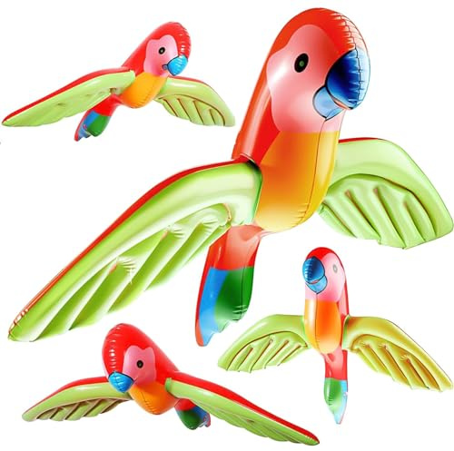4 StüCk Aufblasbarer Papagei,Aufblasbares Spielzeug Schwimmbad,Pool Aufblasbare Papageien Spielzeug(58x75cm),FüR Halloween Hawaii Dekor Party Strand Hintergrund,Mottoparty,Karneval