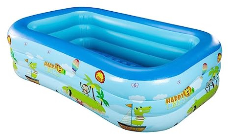 FOELANNE Piscine de loisirs familiale, gonflable, bleu et rose, plusieurs tailles (100 x 60 x 50 cm)