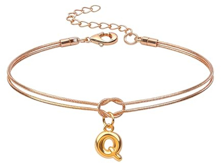 Mwmoeen Knoten Armband Damen – Goldene Ketten Armbänder mit Buchstaben A-Z, Verstellbare Stapelbare Armkette Liebesknoten Armbander Bracelet Geschenke für Frauen Freundin Mädchen