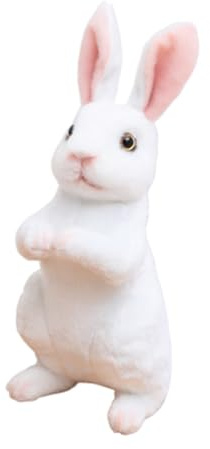 Kaninchen Plüschtiere, 30cm Osterhase Kuscheltier Stehende Niedlicher Hase Stofftier Plüsch Hase Ostern Deko Hase Weiche Kaninchenpuppe für Kinder und Mädchen Geschenk Ostertag Dekorationen (Weiß)
