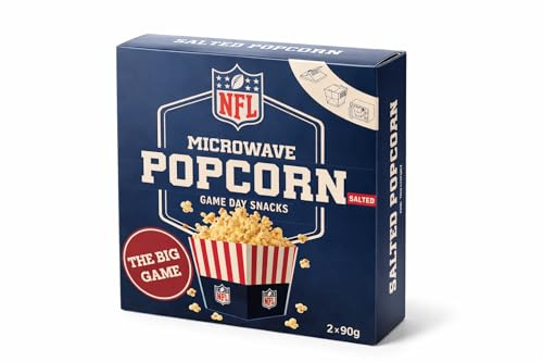 NFL Popcorn für Mikrowelle salzig 180g (2x90g) – Original Football Snack – schnelles Microwave Popcorn – fertiger Mais Snack für TV, Gaming & Super Bowl Party