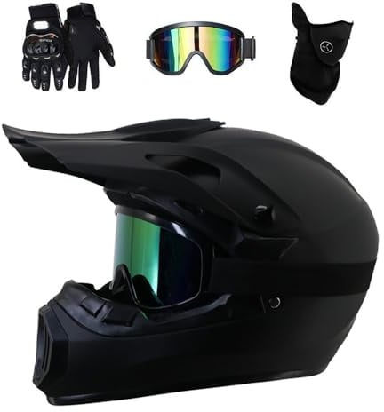 Full Face MTB Motocross Helmet, with Goggles Gloves Mask, Youth Kid Dual Sport Off Road ATV Scooter Motorbike Helmet, Downhill Quad Dirt Bike Enduro Crash Helmets