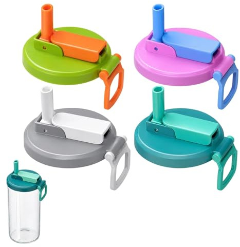 4PCS Soda Can Lids with straw, Straws Soda Can Covers, Spill-Proof Soda Can Lids, Drink Can Lids for Drinks Universal Size for Canned Beverage, Coke, Beer, Juice