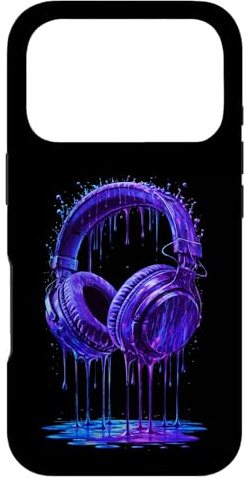 Casque Audio Bleu électrique DJ Gamer Musique Art Paint Drip Coque pour iPhone 17 Pro