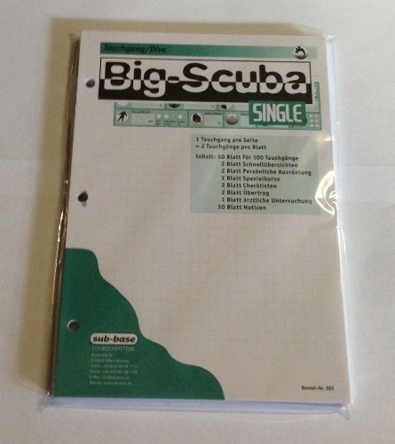 Sub-base Logbuch Einlagen Single mit PADI Lochung auch für IQ L Logbuch geeignet!!