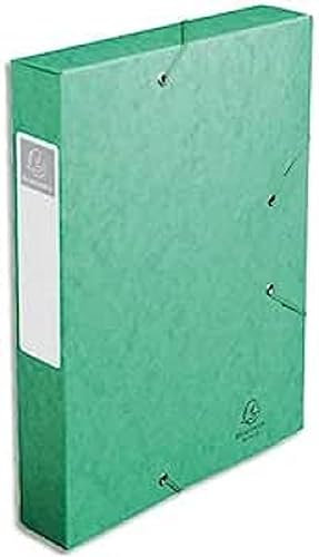 Exacompta - Réf. 16003H - 1 boîte de classement avec élastiques CARTOBOX - Livrée à plat - Dos de 6 cm - Carte lustrée 7/10ème - 600g/m² - Dimensions 25x33cm - Format à classer A4 - Coloris vert