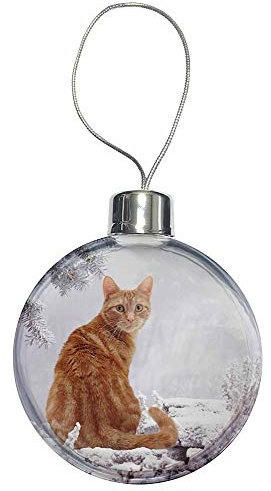 Ginger Winter Snow Cat Christmas Tree Bauble with full colour print as shown - Advanta Group®