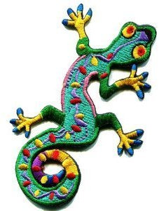 Lizard Gekko Salamander Retro Hippie Hippy Boho 70s Applique Iron-on Patch