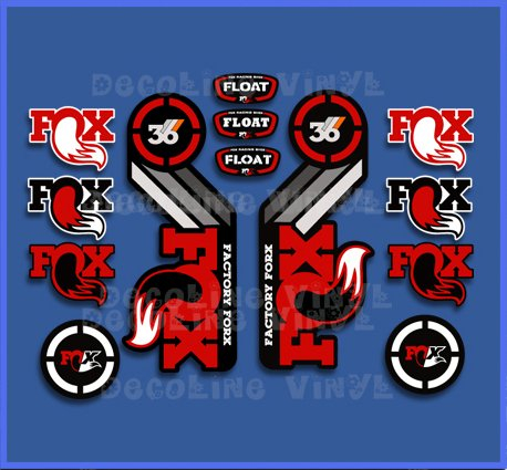 IDIQIB Ecoshirt Fork Fox Float 36 2015 Heritage Dp1087 Stickers Aufkleber Decals Autocollants Adesivi Red