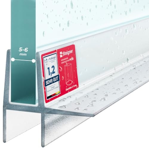 STEIGNER Joint porte de douche 90 cm UK16 (1 pc.) - Joint vertical pour douche à accès d'angle ou pentagonale avec porte 5-6 mm - Couleur : transparent - Ajustement parfait, Étanchéité, Design discret