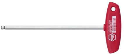 Wiha Stiftschlüssel mit Quergriff Sechskant-Kugelkopf, schwenkbar für schwer zugängliche Bereiche, glanzvernickelt (04096) 10 x 200 mm
