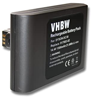vhbw Akku kompatibel mit Dyson DC30 White, DC35 Staubsauger Home Cleaner Heimroboter (1500mAh, 14,4V, Li-Ion)