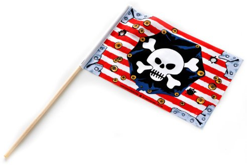 Liontouch 22806 Pirate Flag, Pirate Red Stripe / Piraten-Flagge m. Holzstab, Red Stripe