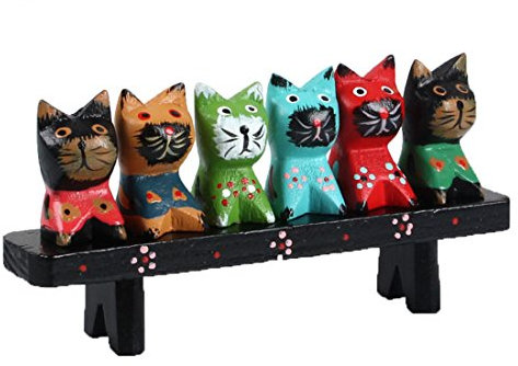 Himine Holz Tier Katze Deko Krippe Figur Set