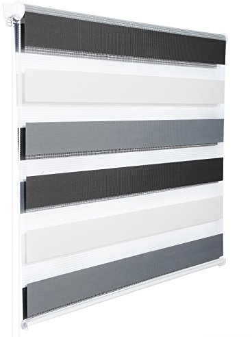 WOLTU Doppelrollo Klemmfix ohne Bohren Weiß+Grau+Anthrazit B100 x H150 cm, Duo Rollo Zebrarollo Fensterrollo Klemmrollo Seitenzugrollo Easyfix lichtdurchlässig & verdunkelnd Rollos für Fenster und Tür