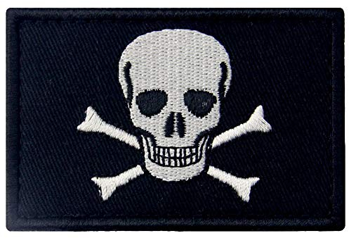 Piratenflagge von Jolly Roger Bestickter Aufnäher mit Haken- und Flauschbänder