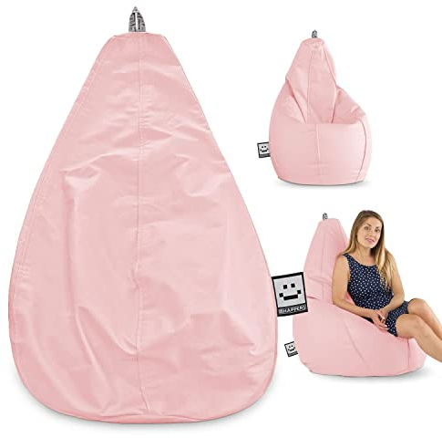 Happers Sitzsack Birne ohne Füllung aus Kunstleder Indoor Rosa XXL