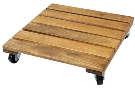 TrendLine Pflanzenroller Akazie braun 30x30 cm Blumenroller Rollbrett rund