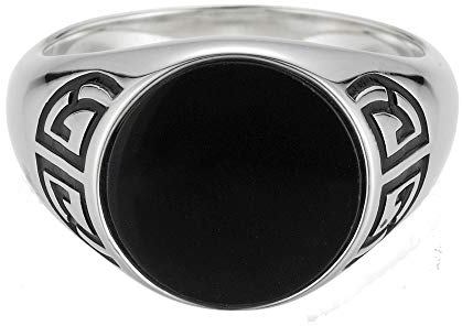 cai Herren Ring 925/- Sterling Silber Glänzend Onyx weiß 274270121