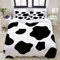 HARXISE Reversible Beige Bettbezug Voll, Schwarz und Weiß Kuh Punkte Muster Home Hotel Wohnheim Dekorative Bettwäsche Set + 2 Kissenbezüge, Gedruckt