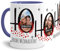 Tassendruck Weihnachts-Tasse HO HO HO zum SELBSTGESTALTEN mit Foto-Collage für 3 WUNSCHFOTOS - Persönliches Geschenk für Freunde und Familie - Innen & Henkel Cambridge Blau
