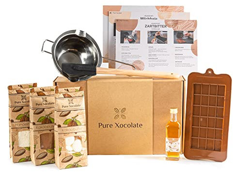 DIY Chocolate Set | DIY Gift Set for Men and Women | Cocoa Butter, Cocoa Powder, Almond Flour and Agave Juice | with Silicone Mould and Recipes