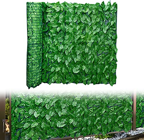 1 Rotolo Siepe Finta Foglia Edera, Schermo Hedge, Recinto Privacy, Foglia Artificiale di Recinzione, Materiale Plastico, per Giardino Matrimoni Finestre Balcone(Foglia di Mela, 0.5 x 3 m)
