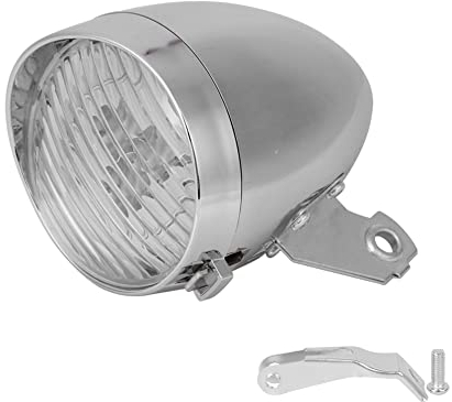 Luci Bicicletta 3 LED, Retro Argento Luce Bici Anteriore Antinebbia con Staffa Fisso Lampada per Bici Vintage per Sicurezza di Guida per Bicicletta per Strada E Montagna