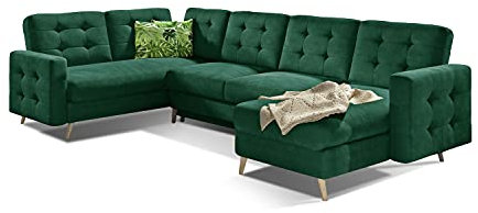 All4All Ecksofa Angela mit Schlaffunktion Bettkasten Eckcouch U-Form Polstersofa Sofa Couch Wohnlandschaft 23 (Kronos19+Jungle32)