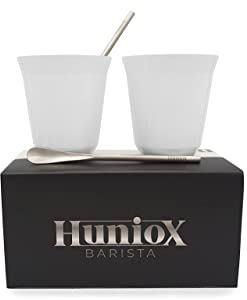 Huniox® 2 x 160 ML Tazzina Caffè - Bicchieri Acciaio - Tazzine Caffè Particolari - Bicchieri Termici - Tazzine da Caffè - Bicchieri Acciaio Inox - Tazza Acciaio Inox (CORAL, 160 ML)