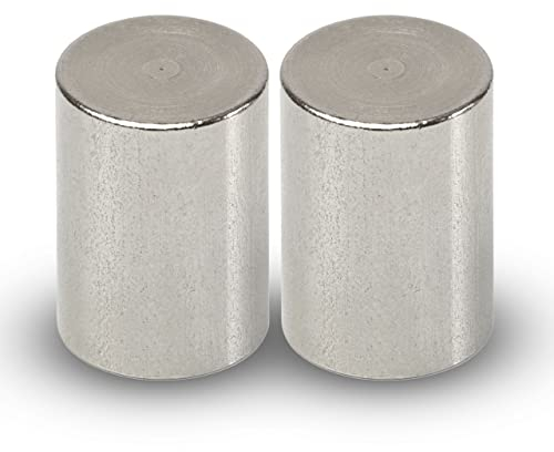 MAUL Neodym Magnet Ø 20 x 25 mm (2 Stück) | Magnet stark mit 13kg Haftkraft | Magnete in modernem Design | Stabmagnet für Büro | Magnet für Magnettafel, Whiteboard und Kühlschrank | Silber