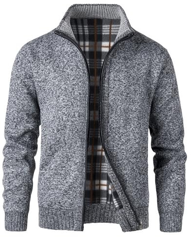 KTWOLEN Herren Strickjacke Cardigan Fleece-gefüttert Strickjacken Sweatjacke Langarm Winterjacke