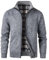 KTWOLEN Herren Strickjacke Cardigan Feinstrick Mit Stehkragen Und Reißverschluss Fleece-gefüttert Wintermantel Sweatjacke Langarm Winterjacke, C-Dunkelgrau, XL