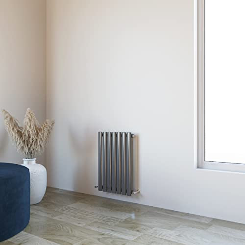 Oval Column Radiator 600x413mm Horizontal Design Single Central Heating Anthracite Rad