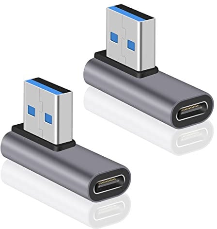 Maxhood USB C to USB A Adapter 3.1 Gen 2, 90 Degree, 2Pack - Fast Charging & Sync for PC, Laptop, Quest Link
