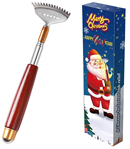 Gratte-dos télescopique en acier inoxydable - Longue poignée - Extensible jusqu'à 61 cm - Gratte-corps manuel - Appareil de massage - Meilleur cadeau pour les femmes, les hommes, les enfants