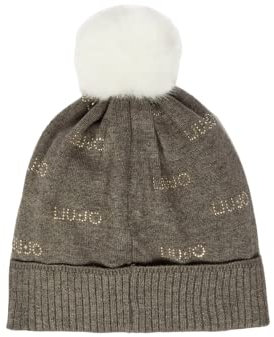 LIU.JO Bommel-Mütze, Logo, Strass, Grau