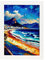 Nacnic Poster Copacabana Strand im Ölgemälde Stil. Illustrationen von Denkmälern und Städten im fotografischen Vollfarbstil. Innenarchitektur und Dekoration. A4 mit weißen Rahmen.