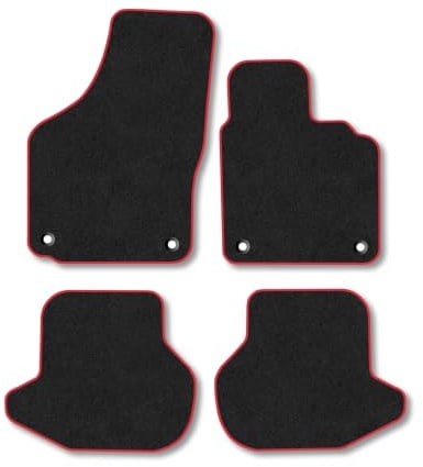 VW Eos (2006-2015) Carpet Car Mats | Red Edge Trim Tailored Fit Floor Mats Full Coverage Protection Accessories Easy Clean Anti Slip Made in the UK
