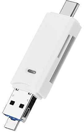 Typ C OTG-Kartenleser, 3 in 1 OTG-Speicherkartenleser, Typ C + USB + Micro-USB-Anschluss, für TF//SD-Karte (Weiss)