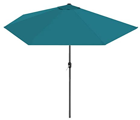 JUANIO Media Sombrilla de Jardín Color Azul Pato, Sombrilla de Terraza con Manivela - Diámetro 270 x Profundidad 135 x Altura 230 cm