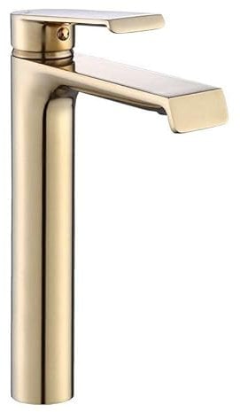 Rea HASS GOLD RUBINETTO LAVABO ALTO Miscelatore da bagno in ottone Rubinetto monocomando per lavabo caldo e freddo regolabile (Oro chiaro)