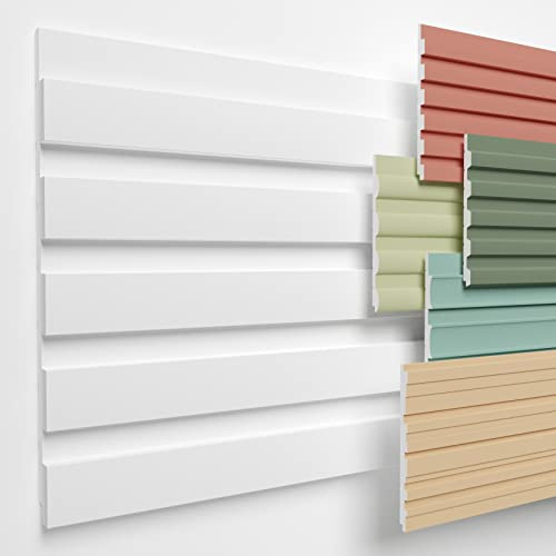HEXIMO Lamellenwand (1.84 m²) aus XPS - Lamellen Wandpaneele Lamellenverkleidung Akustikpaneele weiß (4 Paneele, HLM-1-02 weiß) Paneele Wandleiste Platten Wand Deko