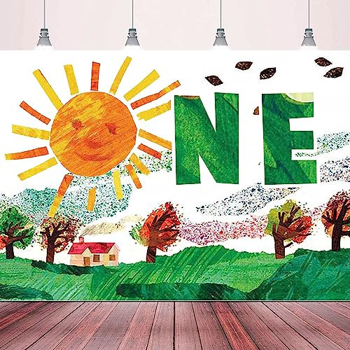1. Happy Birthday Banner Hintergrund Dekorationen für Raupe, ein Jahr alt Cartoon Hungry Caterpillar Geburtstag Party Schild, Geburtstag Foto Hintergrund für Geburtstag Party Dekoration