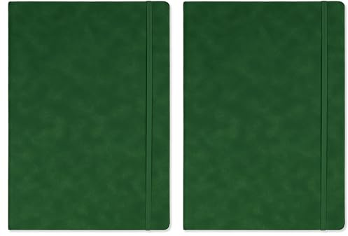 Silvine A4 Executive Hardback Notebook/Journal Green. 160 Lined Pages of 90gsm Premium Ivory Paper, British Racing Green (198BRG) (Pack of 2)