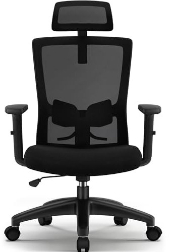 Aiidoits Chaise Bureau Ergonomique, Chaise de Bureau, Fauteuil de Bureau 150kg, Siège avec Le Support Lombaire Réglable, Appui-tête et Accoudoirs Ajustables, Confortable Coussin Assise 8cm