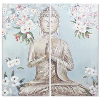 CUADRO SET 2 LIENZO 140X3X140 BUDA PINTADO MANO