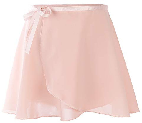 Ballettrock Mädchen Chiffon Ballett Wickelrock Tanzrock Verstellbare Taille Krawatten Ballett Rock Damen Rosa L